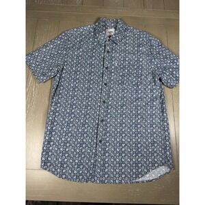 KATIN‎ Button Down Mens  Medium Short Sleeve Shirt Blue White Floral  Summer
